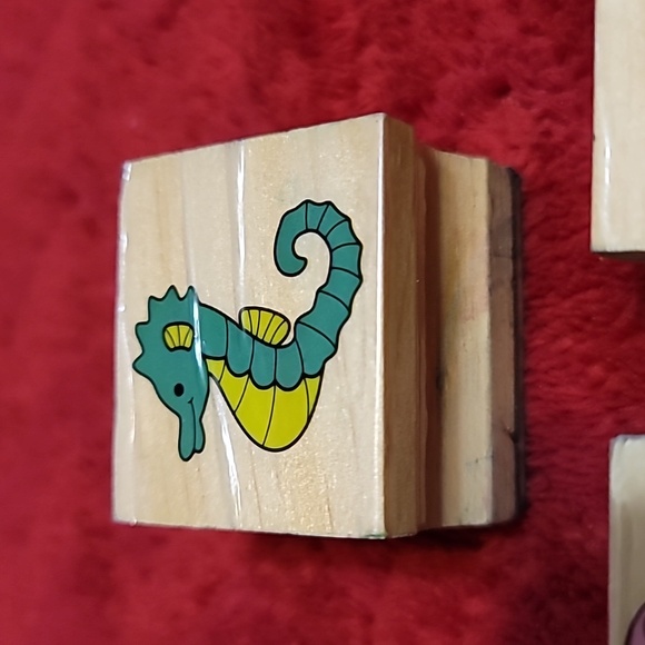 Set of 10 Marine Life Wooden Rubber Stamps - Picture 3 of 12